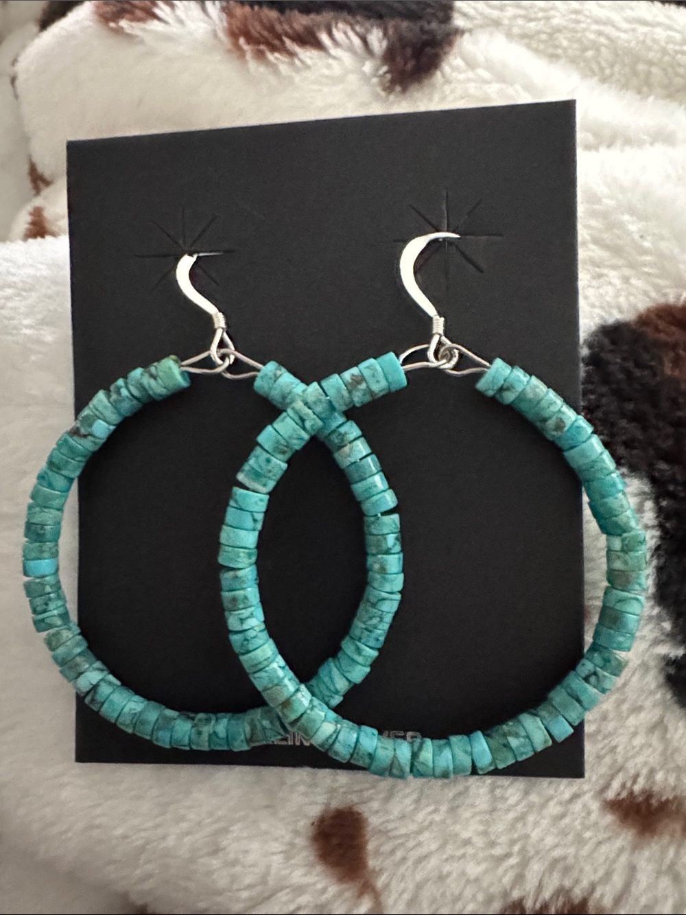 Turquoise Stone Hoop Earrings for Women - Bold Teal Hoops